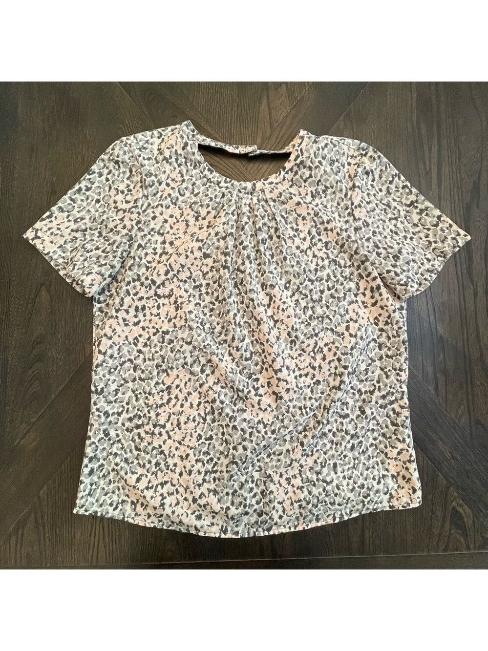 Banana Republic Animal Print Top Gray Pink